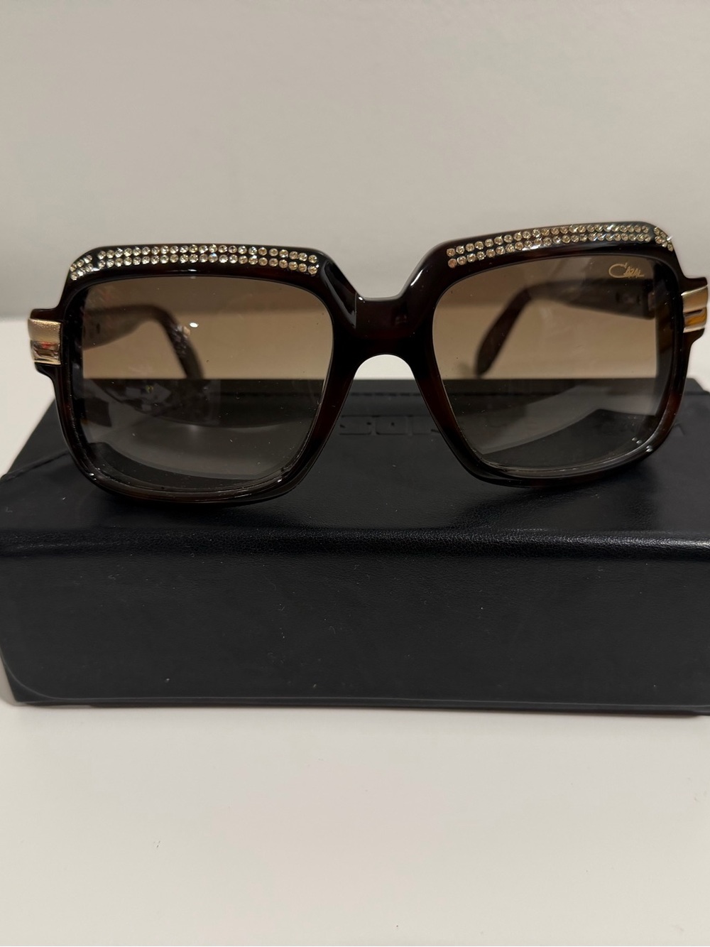 Cazal  Brown Rhinestone Accent Sunglasses